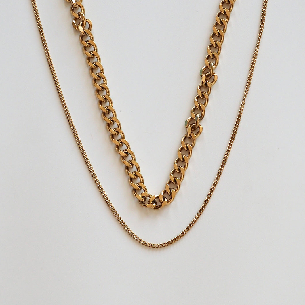 Gold Double Layer Necklace - Chain necklace