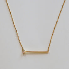 Load image into Gallery viewer, Horizontal Bar Pendant Necklace - Gold with Zircon stone
