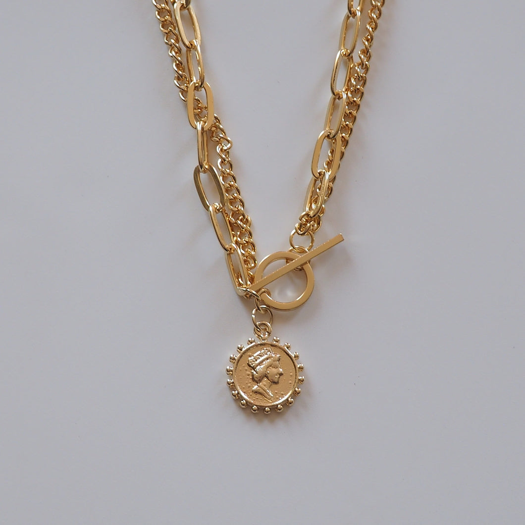 Double layer coin necklace