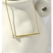 Load image into Gallery viewer, Horizontal Bar Pendant Necklace - Gold with Zircon stone
