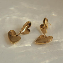 Load image into Gallery viewer, Double Heart Gold Plated Earrings
