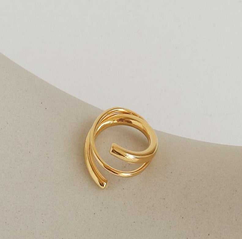 Gold Plated Geometric Line Open Ring
