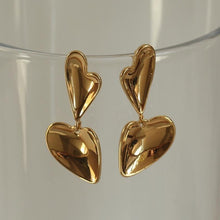 Load image into Gallery viewer, Double Heart Gold Plated Earrings
