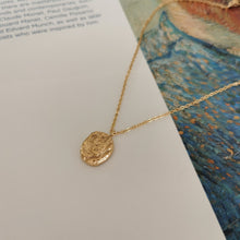 Load image into Gallery viewer, Gold necklace with uneven surface pendant
