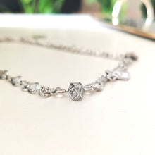 Load image into Gallery viewer, Silver necklace with hearts and daisy decor | Crystal Silver multi-layer necklace

