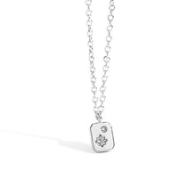 Load image into Gallery viewer, Stars on Square Coin Pendant Necklace - Silver with Zircon Stones
