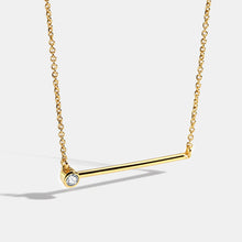 Load image into Gallery viewer, Horizontal Bar Pendant Necklace - Gold with Zircon stone
