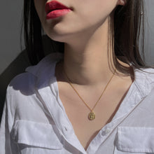 Load image into Gallery viewer, Gold necklace with uneven surface pendant
