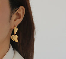 Load image into Gallery viewer, Double Heart Gold Plated Earrings
